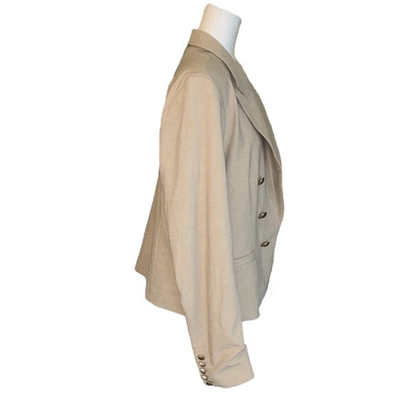 NWT House of Harlow 1960 Khaki Tan Double Breasted Gold Button Blazer - XL - Picture 4 of 10